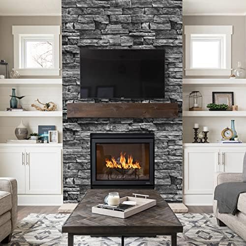 Jeweluck Grey Brick Wallpaper Stone Peel and Stick Wallpaper 17.7”×118.1” - Image 2