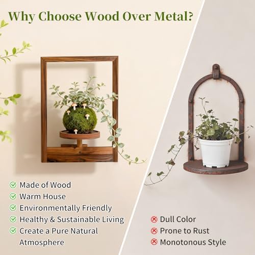 Hanging Planters for Indoor Plants Wood Plant Shelf Hold 22lbs Wall Planter - Image 3