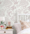 Safiyya Pink Peel and Stick Wallpaper Floral Birds Butterfly Contact Paper by SAFIYYA