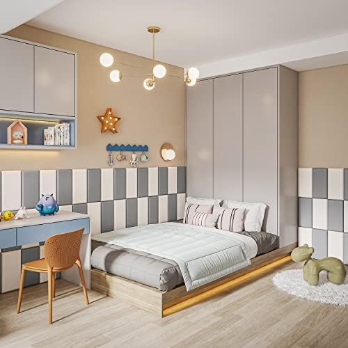 YLL YLL Peel and Stick Headboard Grey Upholstered Wall Panels Pack of 4 Panels - Image 3