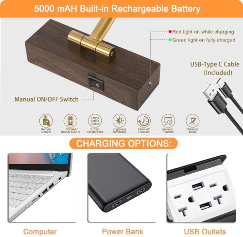 Tassuowell LED Picture Lights for Wall Rechargeable, Battery Operated Art Light - Image 7