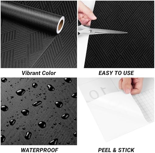 Decotalk 30"x120" Textured Peel and Stick Wallpaper Black Geometric - Image 6