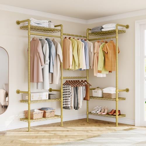 ONBRILL L3 Wall Mounted Metal Pipe Closet System Heavy Duty Garment Rack by ONBRILL