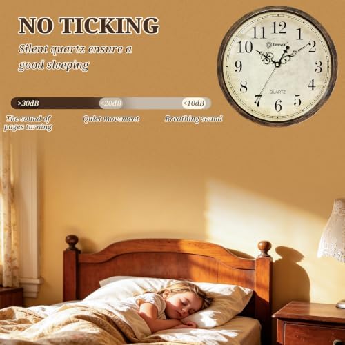 Geevon Silent Wall Clock 12" Non Ticking Battery Operated Retro Decor - Image 4