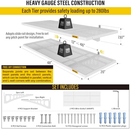 Aecxm 2-Pack 1.64x4ft Adjustable Garage Wall Shelving 560lbs Load Capacity - Image 2