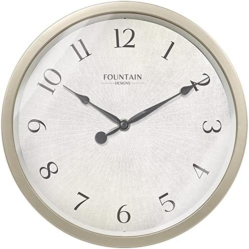 10" Silent Modern Farmhouse Wall Clock, Morning Silver by FountainDesigns