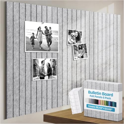 Large Cork Board Alternative 6-Pack Felt Bulletin Board Thick and Decorative by EkkogoAcousticPanels