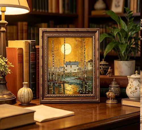Vintage Gold Framed Minimalist Moon Canvas Wall Art，Retro Celestial Neutral - Image 7