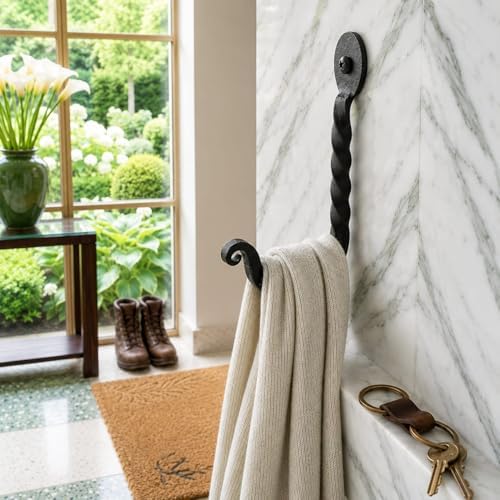 Renovators Supply Manufacturing Twisted Single Wall Hook, Wrought Iron Black - Image 2