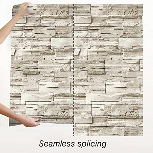 Jeweluck Faux Stone Wallpaper Peel and Stick Brick Wallpaper 17.7”×196.8” - Image 5