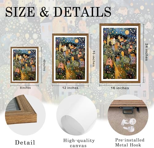 AVECCO Gustav Klimt Style Village Night Wall Art Framed Canvas 16x24 inch - Image 6