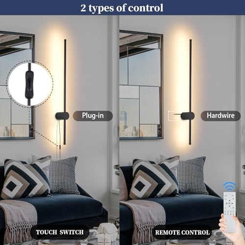 KELUOLY Dimmable Plug in Wall Sconce Set of 2, Adjustable Color Temperature - Image 5