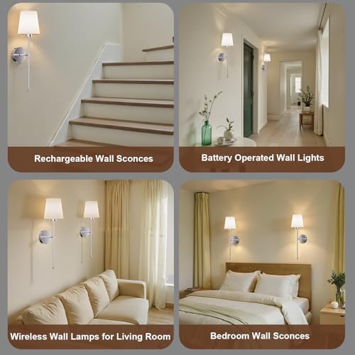 IRONPAX Wall Sconces Battery Operated Set of 2, Wireless Rechargeable Wall - Image 5