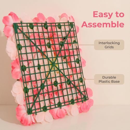 Flower Wall Backdrop 12 Panels 16.5x16.5 Inch Dark & Light Pink - Image 5
