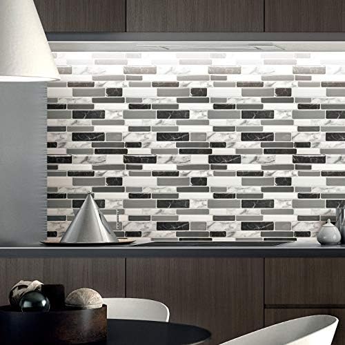 Art3d 6-Pack Peel and Stick Backsplash Wall Tile, 12 x 12 Inch, Marble Grey - Image 3
