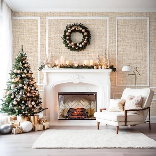 Guvana Grasscloth Peel and Stick Wallpaper Beige Textured Contact Paper Modern - Image 5