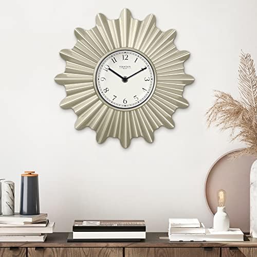 12 Inch Mid Century Starburst Wall Clock, Morning Silver - Image 3