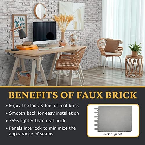 AZ Faux High-Density Polyurethane Faux Brick Wall Textured Panels | Whitewash - Image 4