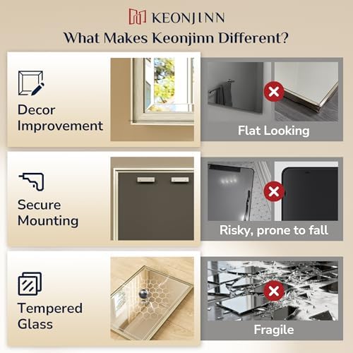 Keonjinn 60" x 36" Large Brushed Nickel Bathroom Mirror, Aluminum Alloy - Image 5