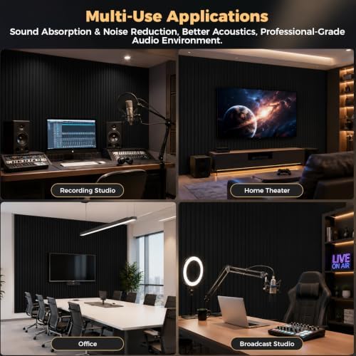 6 PCS Acoustic Panels, High Density Fireproof Noise Cancelling Foam Studio Foam - Image 4
