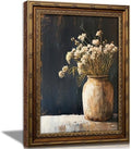 Vintage Gold Framed Wall Art, Fall Dried Flowers Antique Vase Country Oil by HPZFEIJJWallArt