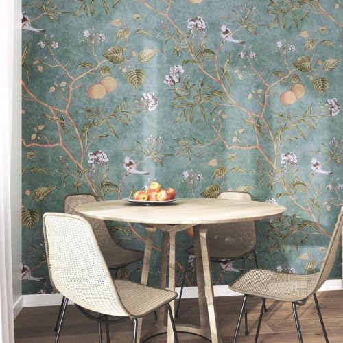 Laatse Vintage Bird Floral Wallpaper Peel and Stick 17.5" x 787" - Image 2