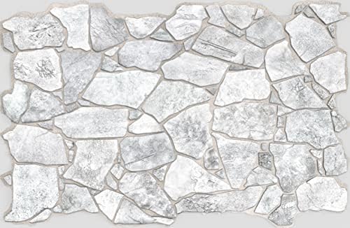 Dundee Deco REAZ244WG-5 White Grey Faux Stone PVC 3D Wall Panel, 3.2 ft X 2.1 ft - Image 3