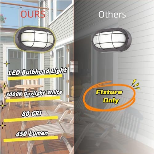 WISBEAM 2 Pack LED Bulkhead Light, Outdoor Bulkhead LED Wall Light, 6W Replace - Image 2