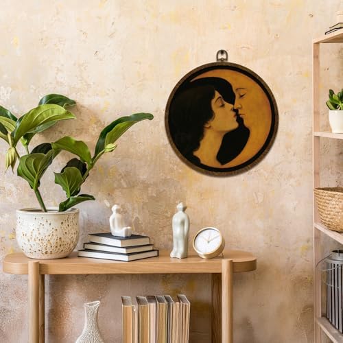 KLYTINK Romantic Moon and Young Girl Round Wall Art, Vintage-Inspired Celestial - Image 6