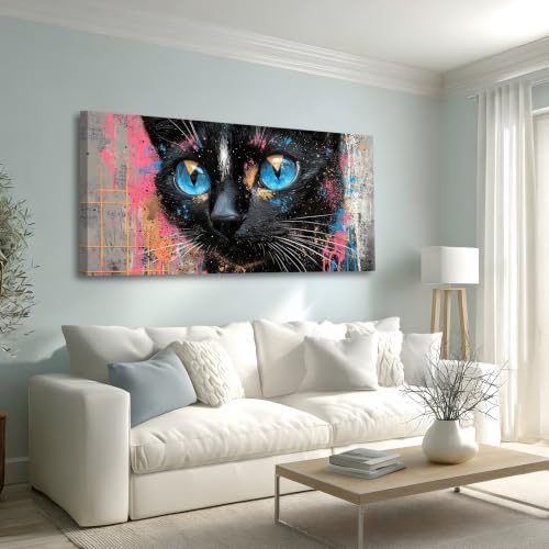 Black Cat Canvas Wall Art Animal Wall Decor Modern Street Art Perfect - Image 4