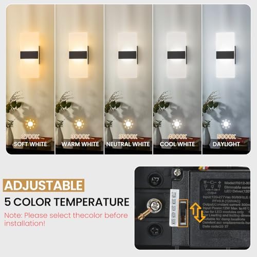 Modern LED Wall Sconce, Dimmable Indoor Wall Light, 5CCT 2700K-5000K Adjustable - Image 3