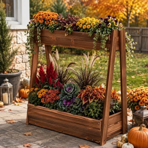 36" 2-Tier Freestanding Elevated Wooden Raised Garden Bed by Unknown