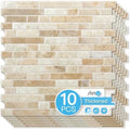 Art3d Linear Tile Peel and Stick Backsplash, Eurasian Mocha Stone by Art3d