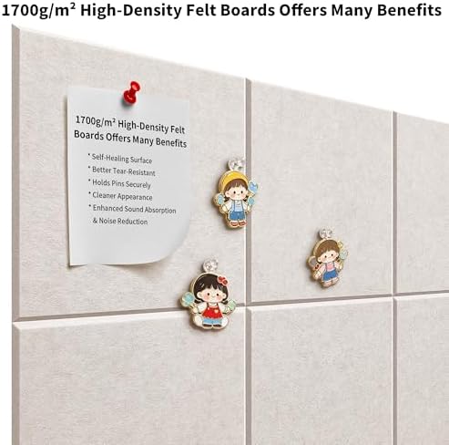 1/2'' Thick Cork-Bulletin Board Felt Wall Tiles Squares 12 x 12 in - Image 6