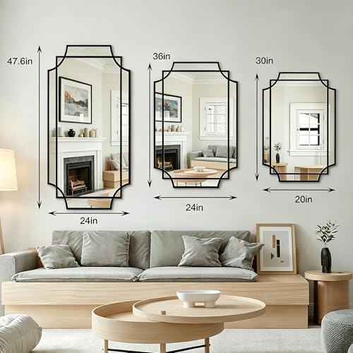 47"x24" Large Geometric Rectangle Beveled Mirror - Image 3