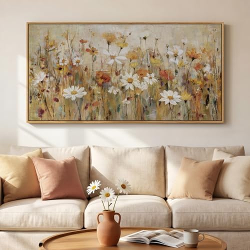 Large Framed Vintage Neutral Floral Wall Art by Cuspin