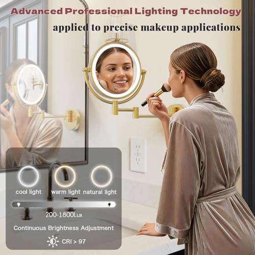 Rechargeable Wall Mount Makeup Mirror Gold - Image 3
