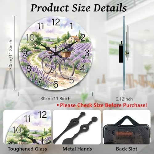 peacoblue Lavender Bicycle Wall Clocks Battery Operated - Image 2