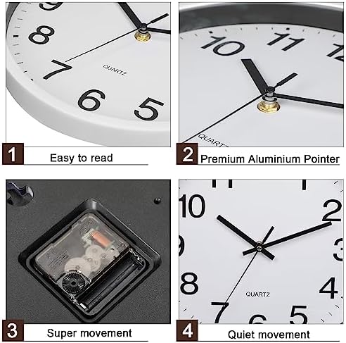 Inbagi 12 Pieces Silent Round Wall Clocks Non Ticking, 10 Inch - Image 4
