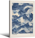 Japanese Blue Waves Wall Art Vintage Oriental Japandi Wabi Sabi Poster 16X24 by rumlud