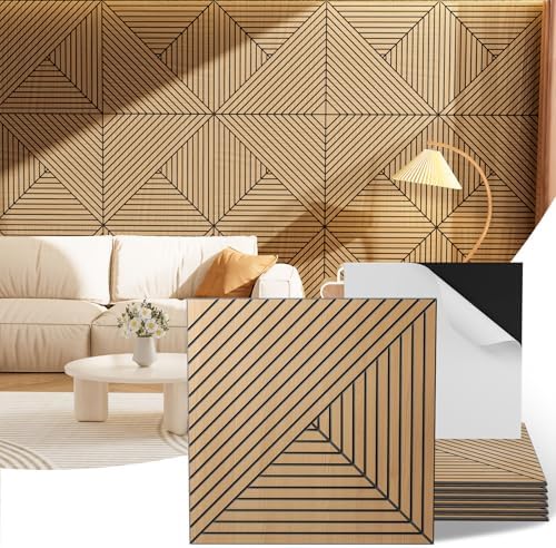 Acoustic Wall Panels, 6 Piece 23.62"X 23.62" PVC Peel and Stick Wall Panels by Vellorise