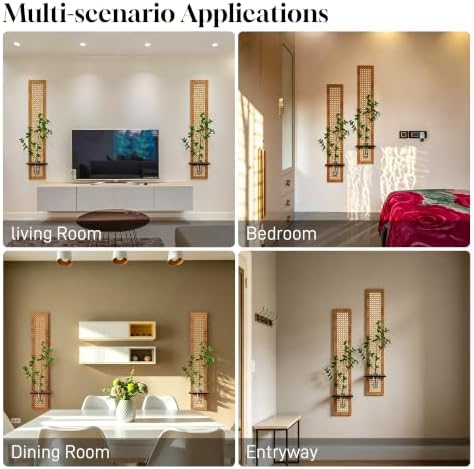 2PC Vertical Bamboo Weaving Wall Art, 47In x 8In - Image 5