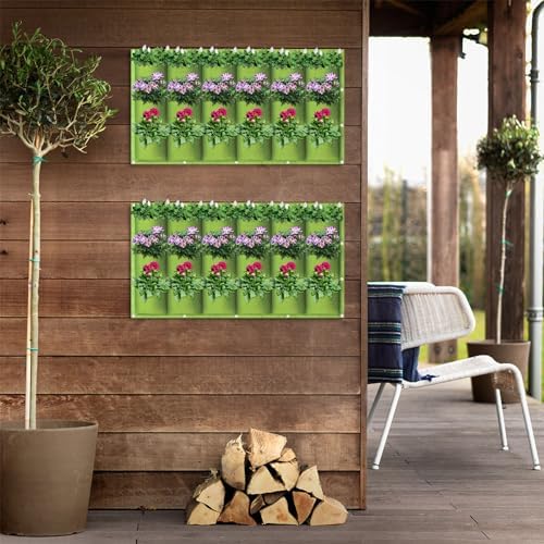 LITLANDSTAR 18 Pockets Hanging Grow Bags, 2 Pack Horizontal Wall Planter Plant - Image 7