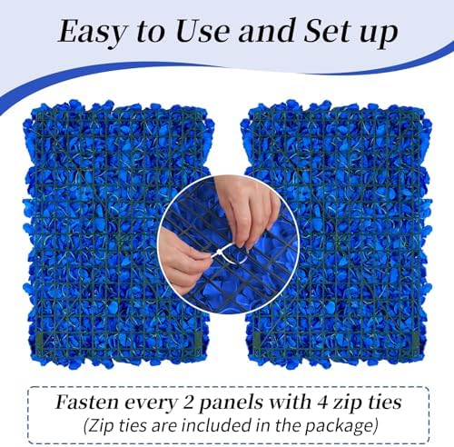 BLOSMON Royal Blue Flower Wall Backdrop Panels, 24 x 16 Inch - Image 5