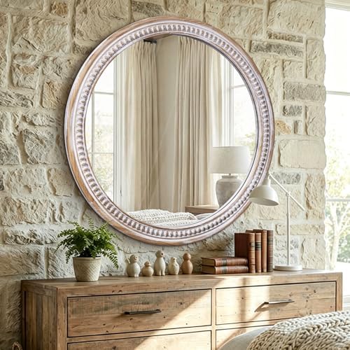 30 Inch Wooden Round Mirror, Farmhouse Mirrors - Image 4