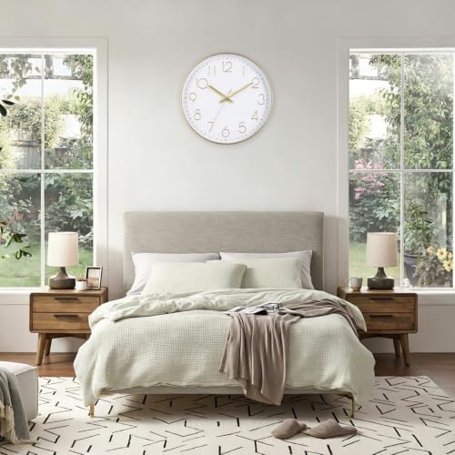 12 Inch Gold Wall Clocks Battery Operated Silent Modern Style Clock Decor - Image 3