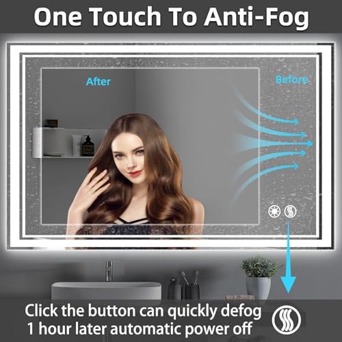 COLMERD 48 x 28'' LED Mirror for Bathroom, Anti-Fogging, 3 Colors dimmable - Image 4