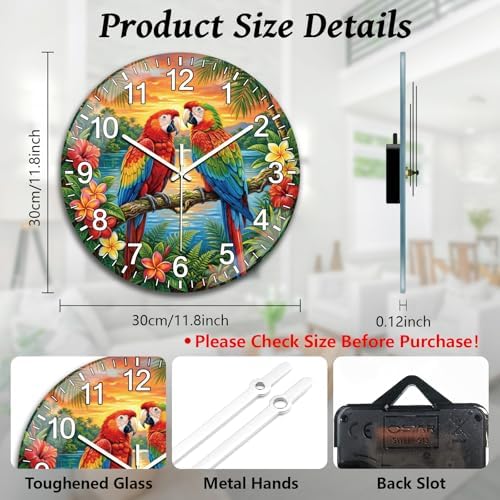 peacoblue Parrot Wall Clocks Battery Operated - Image 2