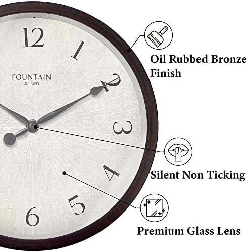 10" Silent Modern Farmhouse Wall Clock, Oil Rubbed Bronze - Image 2