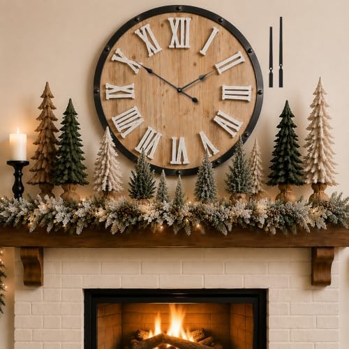 Oversized 30" Farmhouse Wall Clock, Rustic Wood Round Timepiece by ZLFart